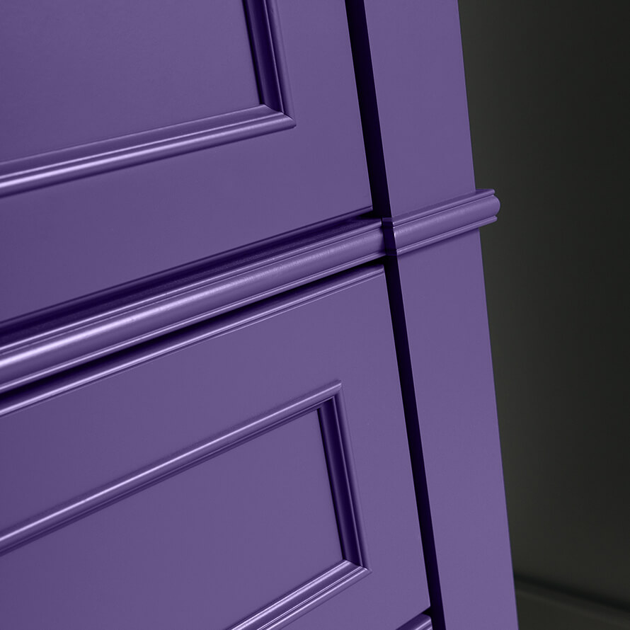 Dura Supreme Cabinetry with a Personal Paint Match finish in African Violet SW 6982.