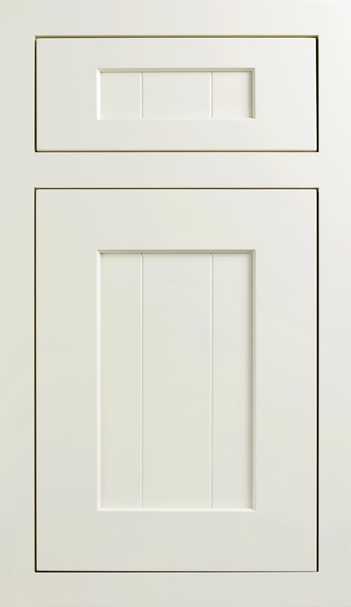 Dura Supreme's Carson V-Groove Door Style in Inset with a Classic White paint finish