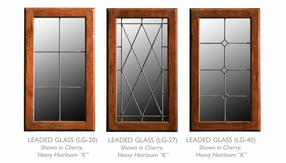Leaded Glass cabinet doors from Dura Supreme Cabinetry that work well in a rustic styled kitchen design.
