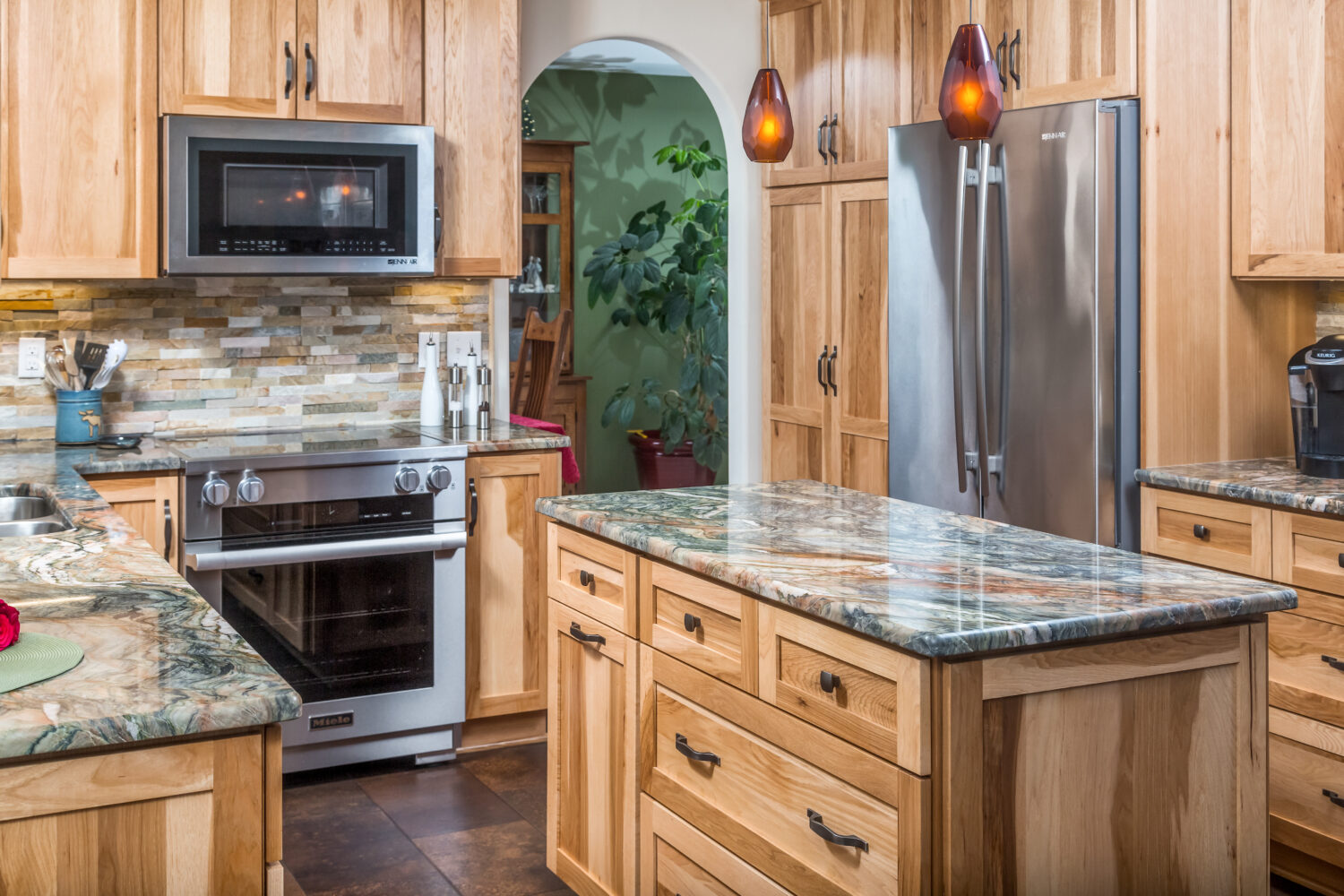 Cabin-Inspired Natural Hickory Kitchen Cabinets - Dura Supreme Cabinetry