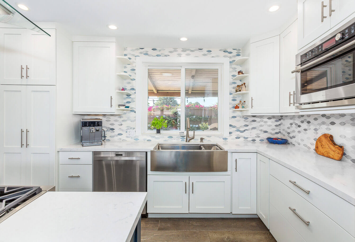 White and Blue Kitchen With a Splash of Modern - Dura Supreme Cabinetry