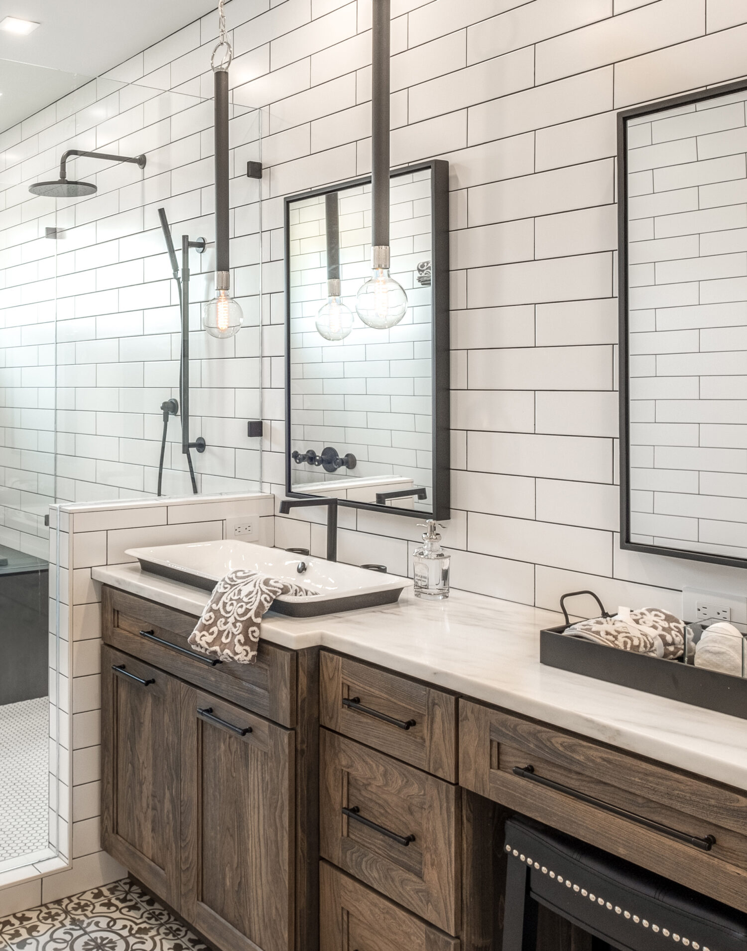 Extraordinary Weathered Wood Industrial Bathroom - Dura Supreme Cabinetry