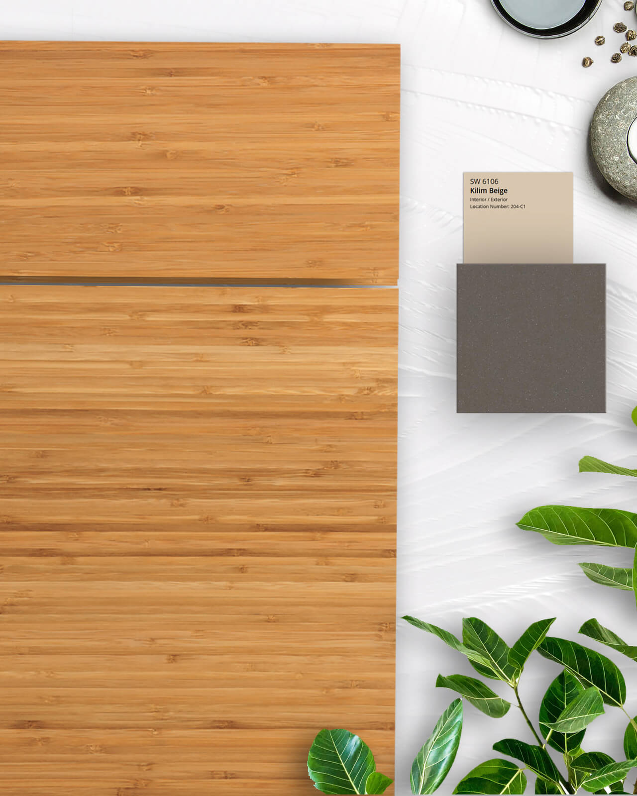 Metro-Horizontal cabinet door in Natural Bamboo showcases a distinctive horizontal grain pattern across a clean slab door profile. The warm bamboo texture, organic character, and contemporary styling make it a standout choice for modern custom cabinets and sustainable design.