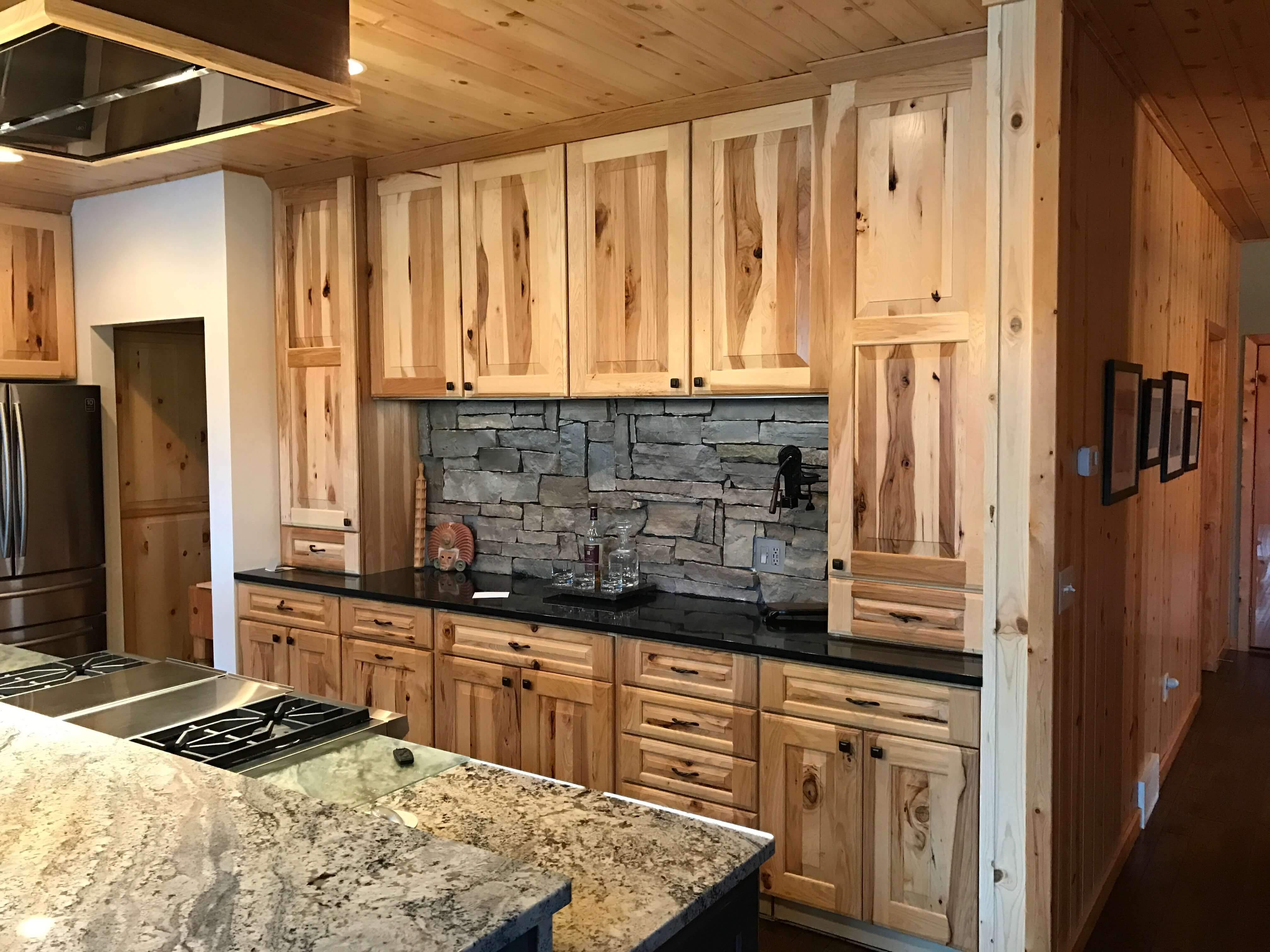 kitchen wall color with hickory cabinet