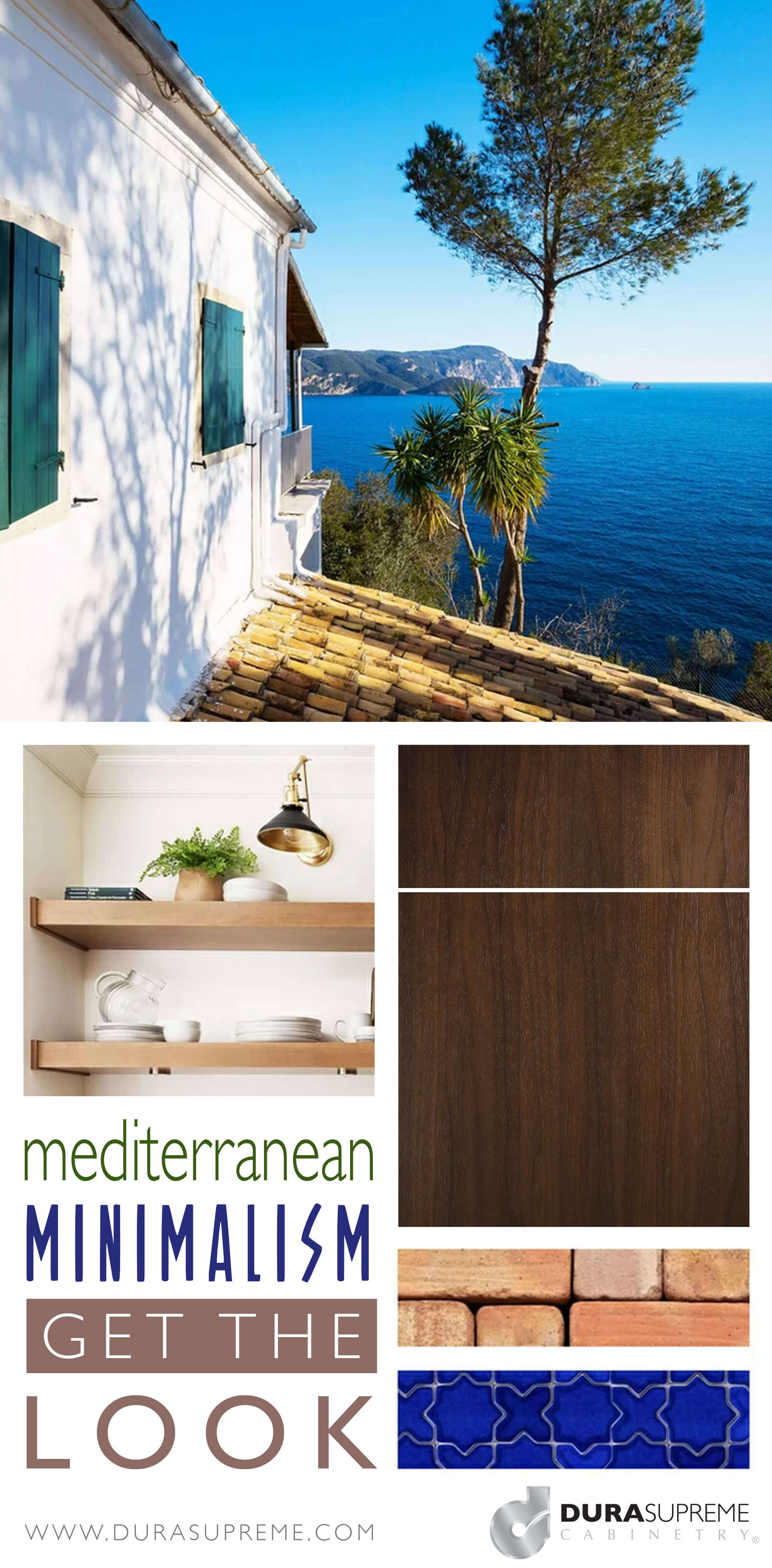 GEt the look of Mediterranean Minimalism Style in a kitchen or bathroom