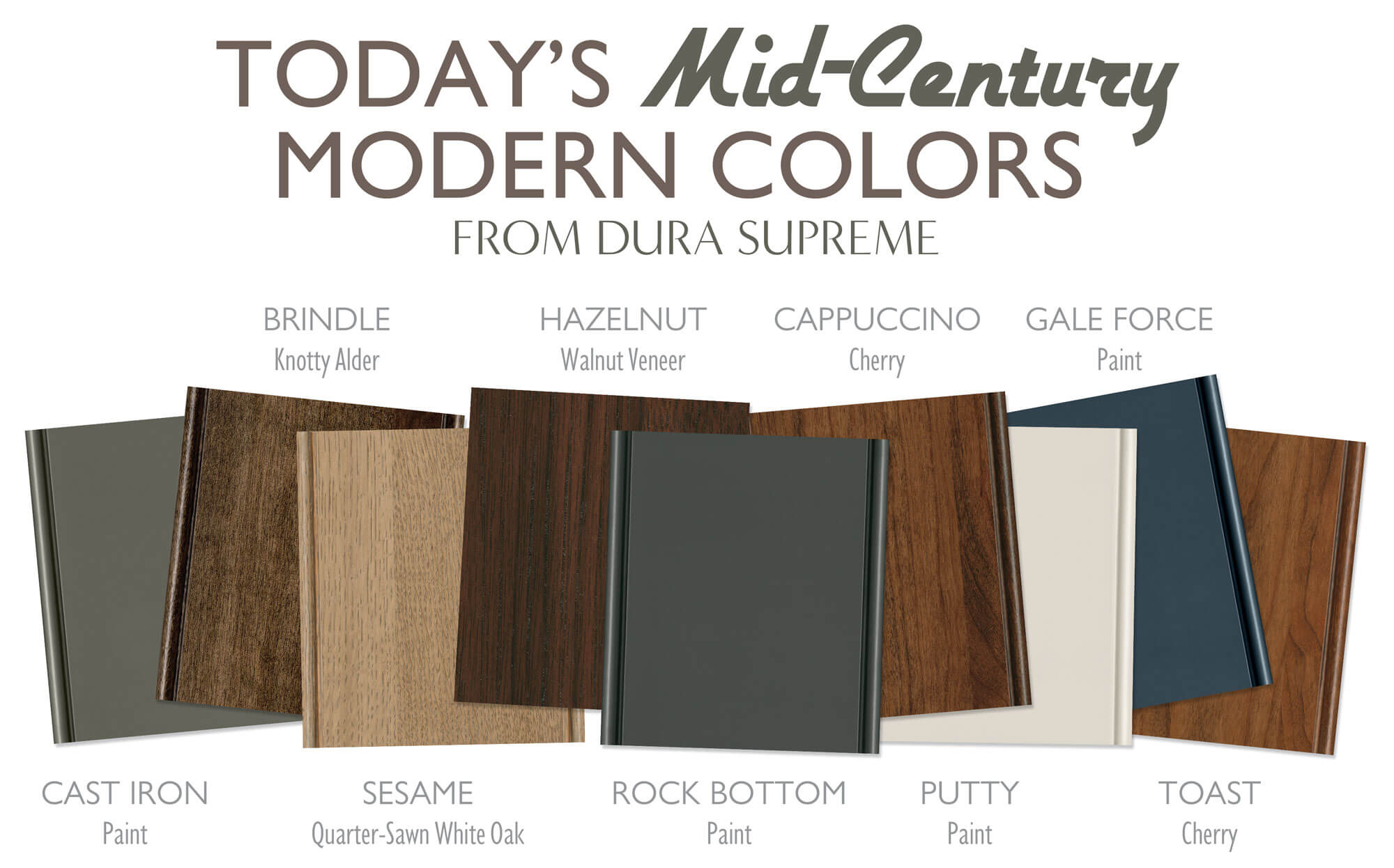 Trendy Mid-Century Modern Kitchen Cabinet Colors from Dura Supreme for a modern day, 21st century look on this classic look.