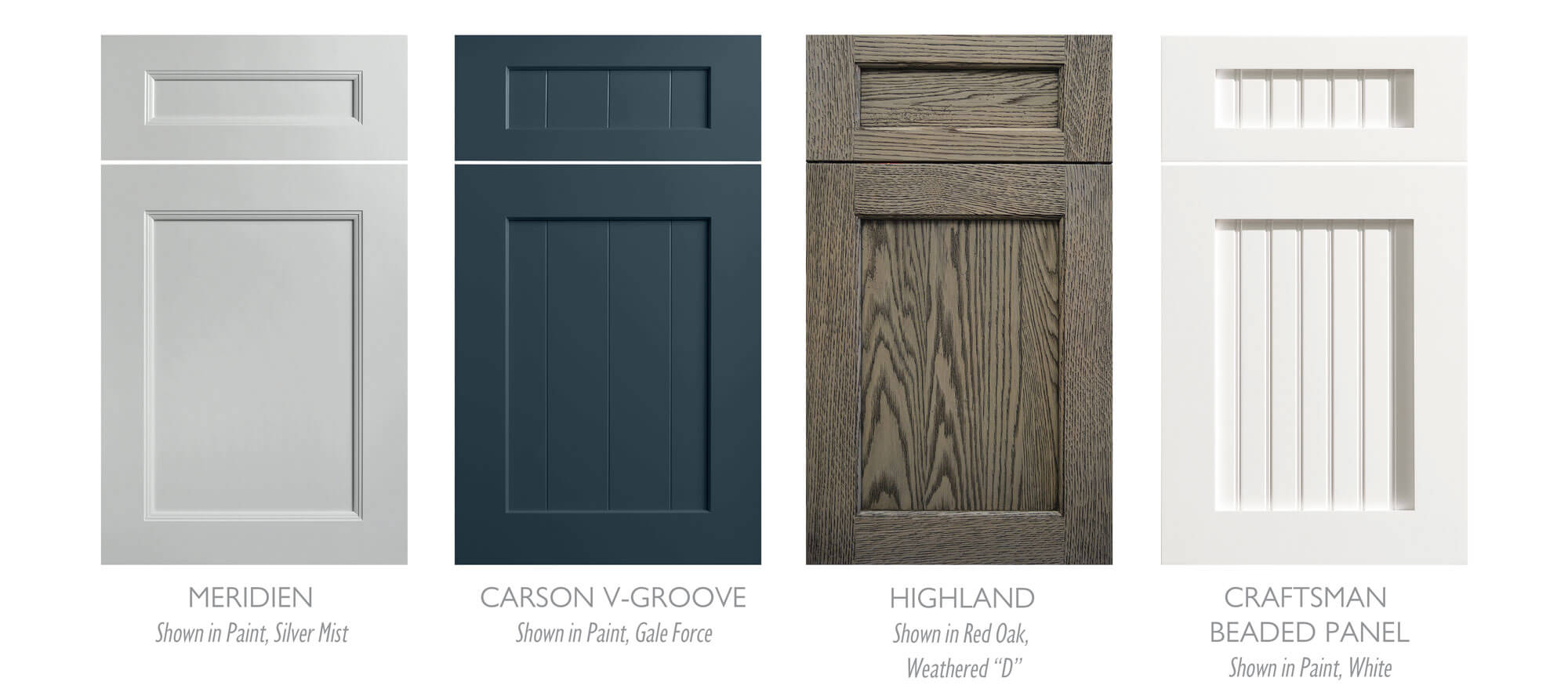 Examples of Nautical style cabinet door styles for kitchen and bath designs.