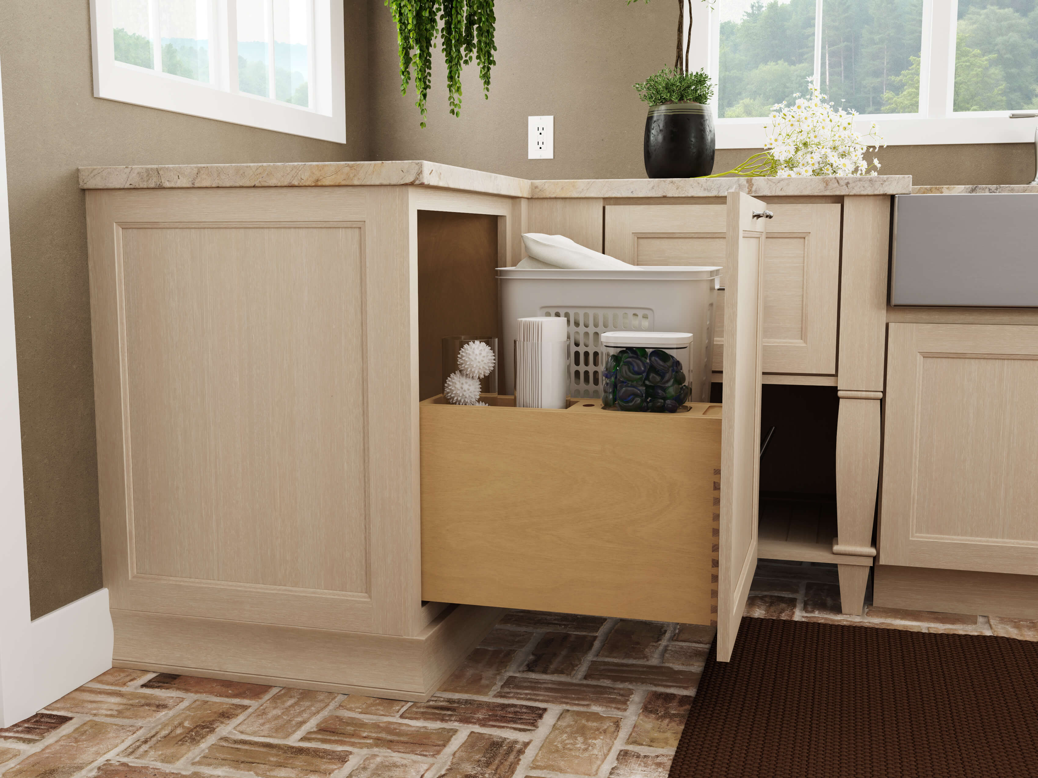 Dura Supreme's Laundry Hamper Pull-Out shown from the side view.