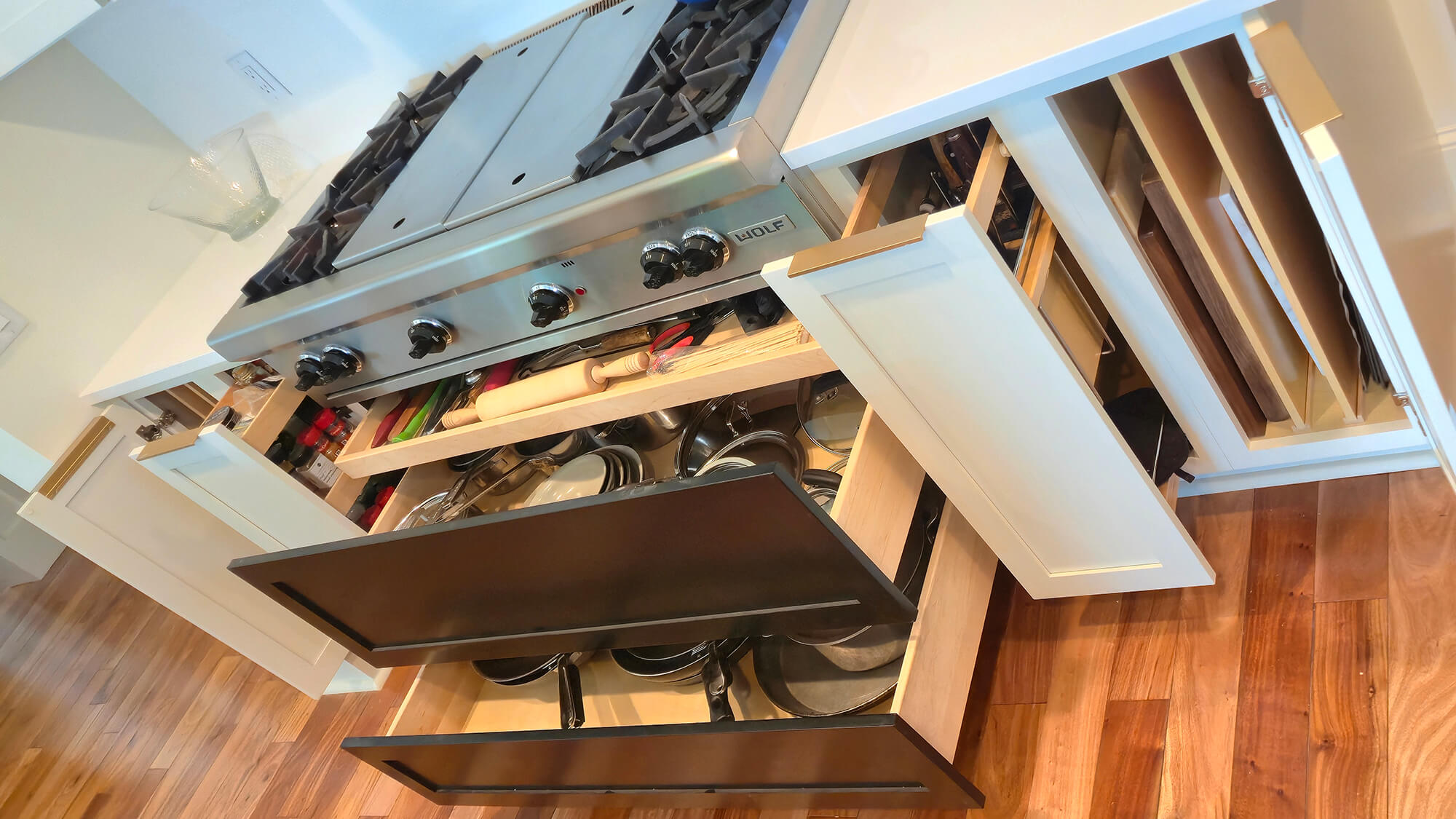 A well-designed cook zone space with lots of functional storage.